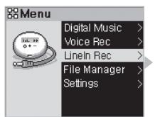 COWON IAUDIO M5 - Mode line-in record (enregistrement à l'aide d'un câble stéréo) *les accessoires doivent être achetés séparément. - 1