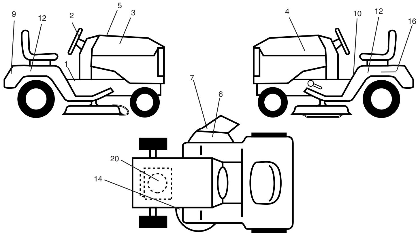POULAN PC17H42STA - Titre à corriger : Tracteur - Numéro de modèle PC17H42STA, No. de produit 954 57 09-18 Décalcomanie - 1