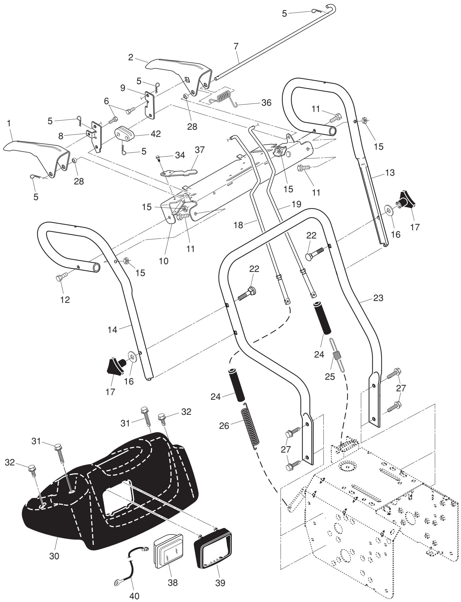 POULAN PRO 961980019 - PIÉCES DE RECHANGE SOUFFLEUSE À NEIGE - MODELE 961980019 (96198001900) POIGNÉES - 1