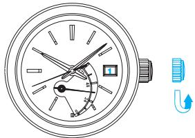 SEIKO 5R65 - Exemple: pour régler la date sur le matin du 1ER jour d'un mois qui suit un mois qui n'a pas 31 jours. - 2