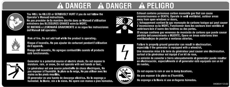 HOMELITE HGCA3000 - SAFETY LABELS - 1