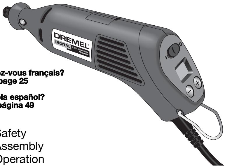 DREMEL 398 - DREMEL DIGITAL High Speed Rotary Tool Operating/Safety Instructions Model 398 - 1