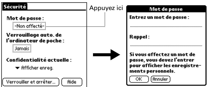 PALM M130 - Pour affétrer un mot de passe : - 1