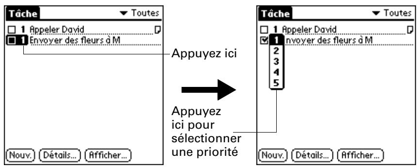 PALM M130 - Pour définir un niveau de priorité : - 1
