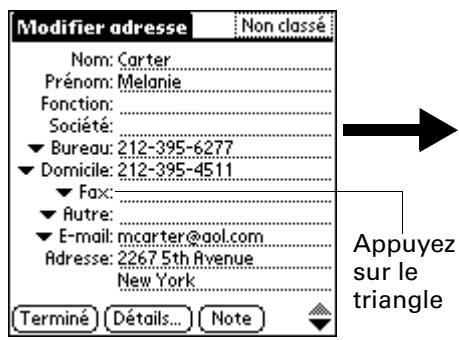 PALM M130 - Sélection du type des numéros de téléphone - 1