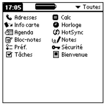 PALM M130 - Pour modifier l'affichage de l'écran applications : - 1
