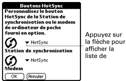 PALM M130 - Pour modifier les préférences des boutons hotSync : - 1