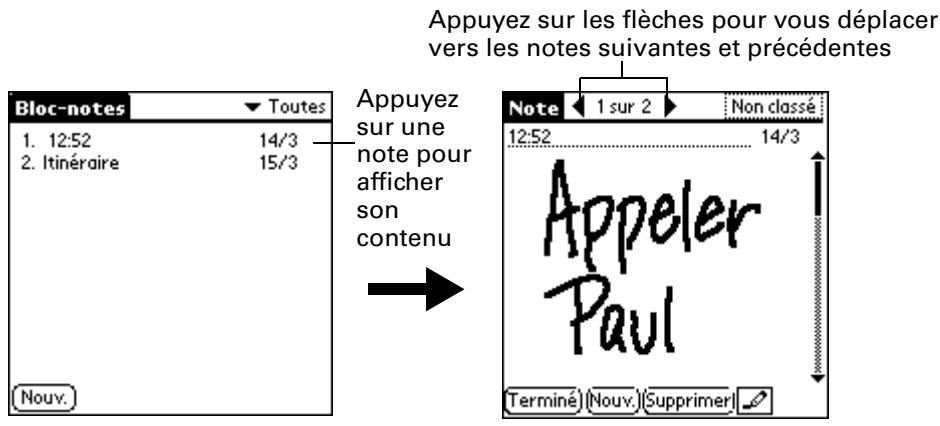PALM M130 - Pour consulter une note : - 1