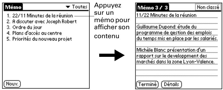 PALM M130 - Pour consulter un mémo : - 1