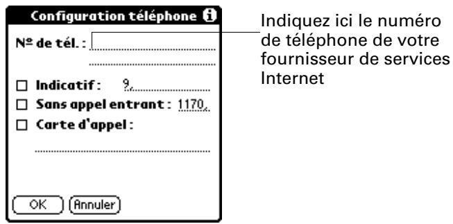 PALM M130 - Pour saisir le numéro de téléphone d'un serveur : - 1