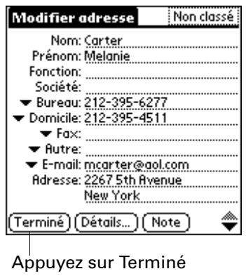 PALM M130 - Pour créer une nouvelle entrée dans l'application adresses : - 3
