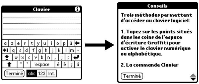 PALM M130 - Pour afficher un conseil en ligne : - 1