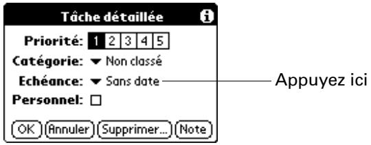 PALM M130 - Pour définir la date d'échéance d'une tâche : - 1