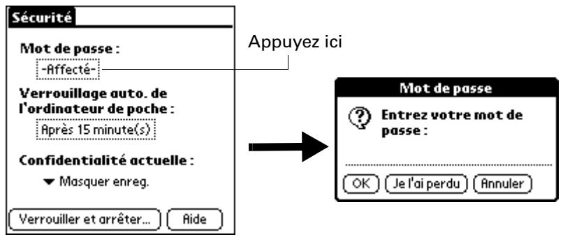 PALM M130 - Pour modifier ou supprimer votre mot de passe - 1