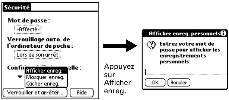 PALM M130 - Pour afficher des enregistrements personnels : - 1