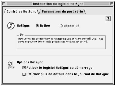 PALM M130 - Pour paramétrer les options hotSync sur un macintosh : - 1