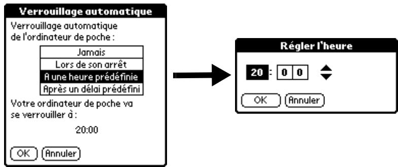 PALM M130 - Pour verrouiller votre ordinateur de poche à une heure définie : - 1