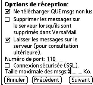 PALM TUNGSTEN T2 - Taille maximale des messages - 1