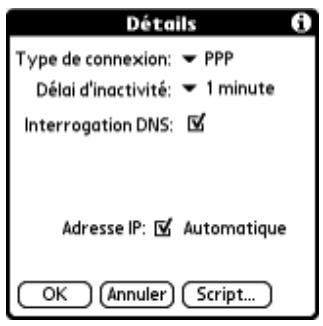 PALM TUNGSTEN T2 - Pour ajouter des détails sur la connexion : - 1