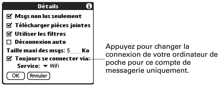 PALM TUNGSTEN T2 - Sélection d'un autre service pour un compte de messagerie donné - 3