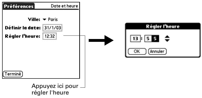 PALM TUNGSTEN T2 - Pour paramétrer l'heure : - 1