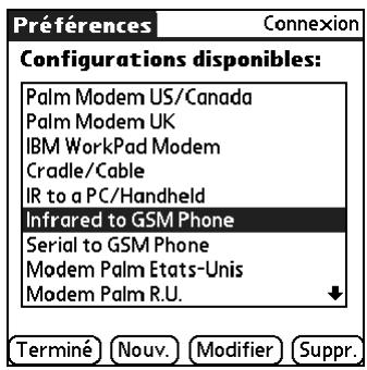 PALM TUNGSTEN T2 - Pour modifier la connexion IR au téléphone : - 1