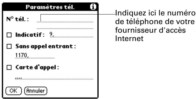 PALM TUNGSTEN T2 - Pour saisir le numéro de téléphone d'un serveur : - 1