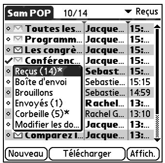 PALM TUNGSTEN T2 - Pour déplacer un message : - 3