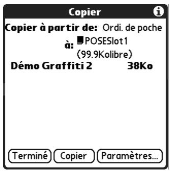 PALM TUNGSTEN T2 - Pour copier une application depuis une carte d'extension : - 1