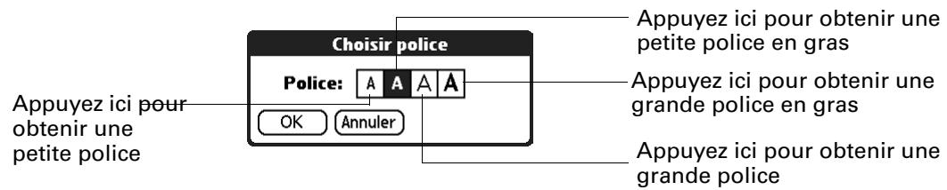 PALM TUNGSTEN T2 - Pour changer le style de la police : - 1