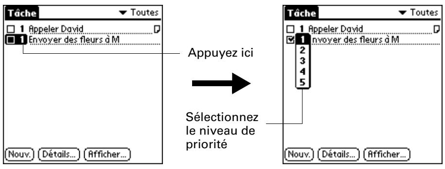 PALM TUNGSTEN T2 - Pour définir le niveau de priorité d'une tâche : - 1