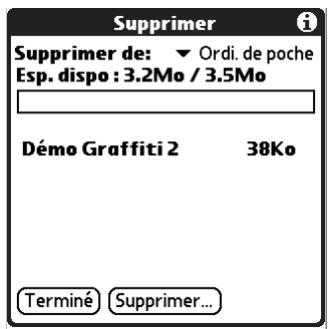 PALM TUNGSTEN T2 - Pour désinstaller une application supplémentaire : - 1