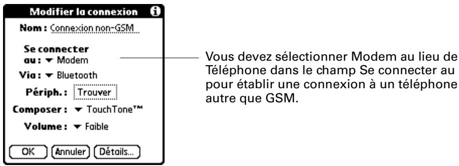 PALM TUNGSTEN T2 - Pour créer une connexion à un téléphone autre que GSM : - 2