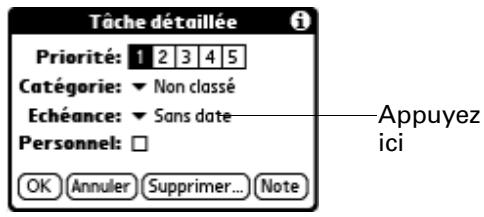 PALM TUNGSTEN T2 - Pour définir la date d'échéance d'une tâche : - 1