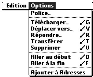 PALM TUNGSTEN T2 - Ajout ou mise à jour d'une entrée de l'application adresses directement à partir d'un message - 1