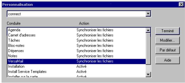 PALM TUNGSTEN T2 - Pour démarrer la conduite palm versamail hotSync : - 1