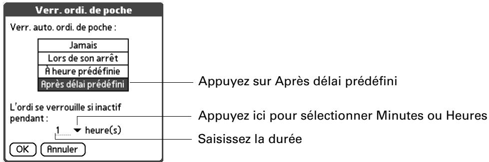 PALM TUNGSTEN T2 - Pour verrouiller votre ordinateur de poche à une heure prédéfinie : - 4