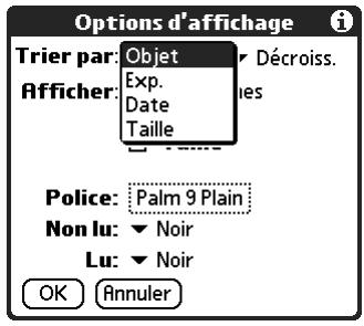 PALM TUNGSTEN T2 - Pour changer l'ordre de tri : - 1