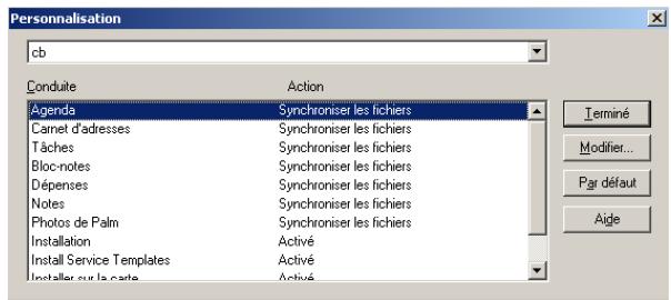 PALM TUNGSTEN T2 - Pour personnaliser les paramètres de l'application hotSync sous windows : - 1