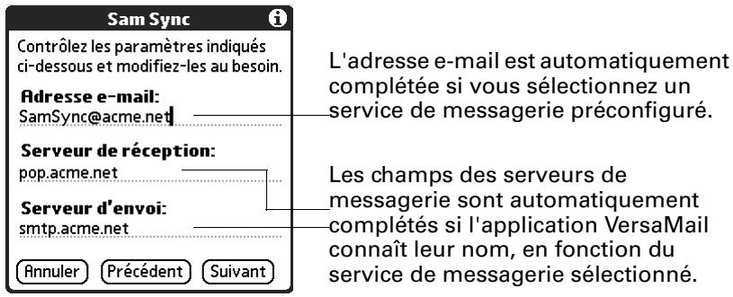 PALM TUNGSTEN T2 - Pour saisir les paramètres des serveurs de messagerie : - 1