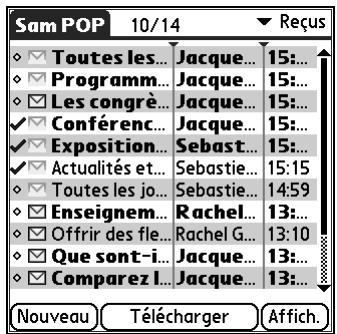 PALM TUNGSTEN T2 - Pour déplacer plusieurs messages : - 1