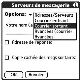 PALM TUNGSTEN T2 - Pour configurer les paramètres du serveur de réception (SMTP) - 1