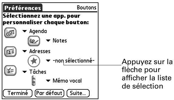 PALM TUNGSTEN T2 - Pour modifier les préférences des boutons : - 1