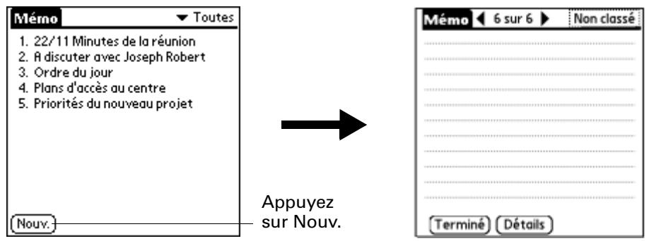 PALM TUNGSTEN T2 - Pour créer un mémo : - 1
