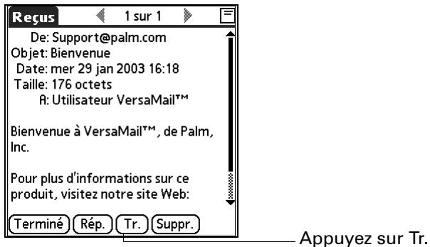 PALM TUNGSTEN T2 - Pour transmettre un message : - 1