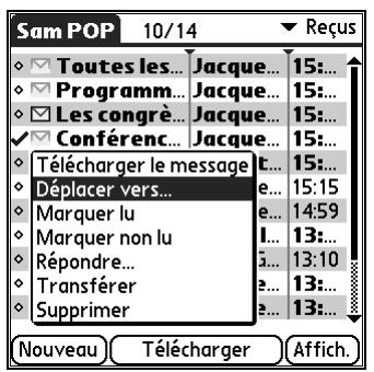 PALM TUNGSTEN T2 - Pour déplacer un message : - 2