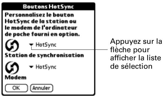 PALM TUNGSTEN T2 - Pour modifier les préférences des boutons hotSync : - 1