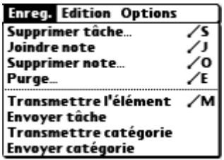 PALM TUNGSTEN T2 - Utilisation des menus de l'application tâches - 1