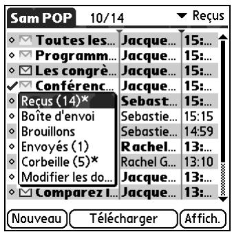 PALM TUNGSTEN T2 - Pour déplacer plusieurs messages : - 3