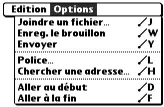 PALM TUNGSTEN T2 - Pour changer la police d'un message composé : - 1